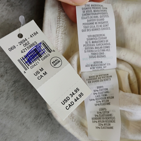 Superchill By Aerie Cotton Lace Corset Bra Top Womens Medium Heather Frost Crop - Picture 5 of 10